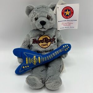 NWT 2006 Gray Hard Rock Cafe Baltimore Herrington Teddy‎ Bears With Blue Guitar